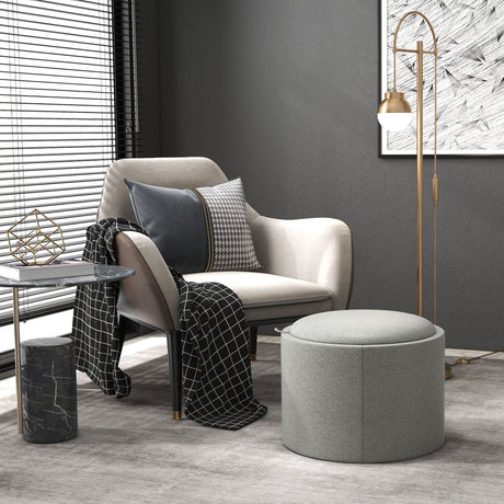 easycomfort easycomfort pouf contenitore effetto lino da 120 kg max con vassoio a ribalta in mdf 56x56x42 cm grigio