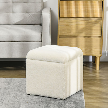 easycomfort easycomfort pouf contenitore imbottito in tessuto teddy morbido per salotto e camera 39x39x39cm crema