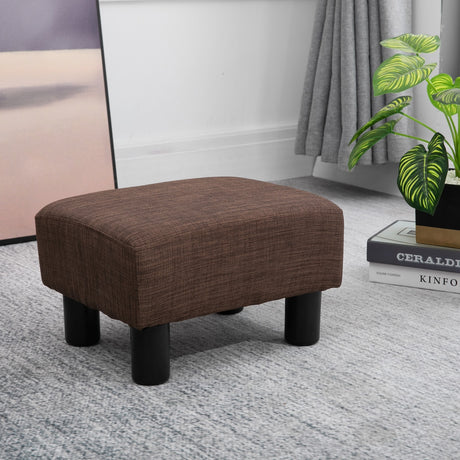 easycomfort easycomfort pouf poggiapiedi in tessuto effetto lino imbottito 40x30x24cm marrone scuro