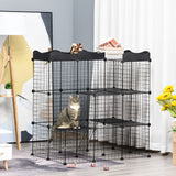 easycomfort easycomfort recinto per animali domestici modulabile e multilivello con rampa e 2 porte in acciaio e pp 105x70x116 cm nero
