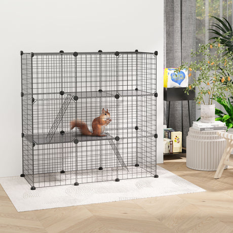 easycomfort easycomfort recinto per animali modulabile con 31 pannelli 2 porte e 2 rampe in acciaio e pp 105x45x105 cm nero