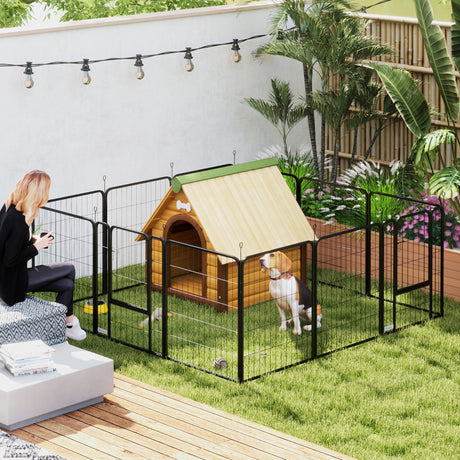 easycomfort easycomfort recinto per cani a 12 pannelli modulabili da 68x1 5x80cm in acciaio nero con porta di ingresso