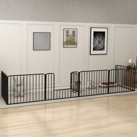 easycomfort easycomfort recinto per cani a 6 pannelli modulabili da interno ed esterno in acciaio 164x83x60 cm nero