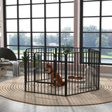 easycomfort easycomfort recinto per cani a 6 pannelli modulabili da interno ed esterno in acciaio 164x83x80 cm nero