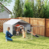 easycomfort easycomfort recinto per cani con coperture e ciotole girevoli in acciaio e tessuto oxford 4x2 3x1 5 m argento