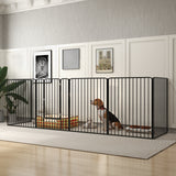 easycomfort easycomfort recinto per cani grandi a 6 pannelli modulabili in acciaio 164x83x100 cm nero