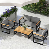 easycomfort easycomfort salotto da giardino con divano da esterno 2 poltrone e tavolino in alluminio grigio