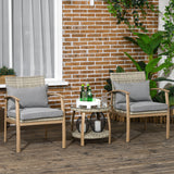 easycomfort easycomfort salotto da giardino in rattan con 2 poltroncine con cuscini e tavolino in vetro marrone e grigio