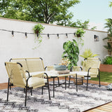 easycomfort easycomfort salotto da giardino in rattan pe con divanetto e 2 poltrone con cuscini tavolino in vetro giallo