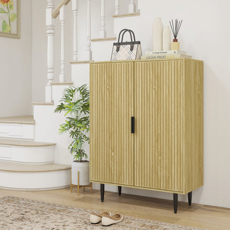 easycomfort easycomfort scarpiera salvaspazio per 15 paia di scarpe con 4 ripiani regolabili 80x38x110cm rovere