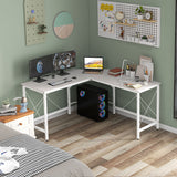 easycomfort easycomfort scrivania angolare a l con piedini regolabili in legno e acciaio 150x150x76 cm bianca