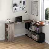 easycomfort easycomfort scrivania angolare salvaspazio con ripiano a s in legno 140x120x78 cm grigio effetto legno