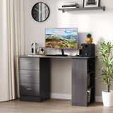 easycomfort easycomfort scrivania pc con 3 ripiani e 3 cassetti per camera e ufficio in legno mdf 120x49x72 cm nera