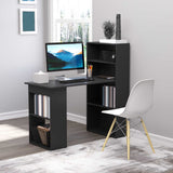 easycomfort easycomfort scrivania pc in legno con 6 ripiani portaoggetti laterali 120x55x120 cm nero