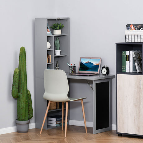 easycomfort easycomfort scrivania pc pieghevole con libreria a 9 ripiani in legno e metallo 98x51x153 cm grigio