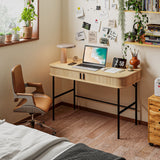 easycomfort easycomfort scrivania per camera e ufficio con ante scanalate legno e acciaio 120x60x76 5cm rovere e nero