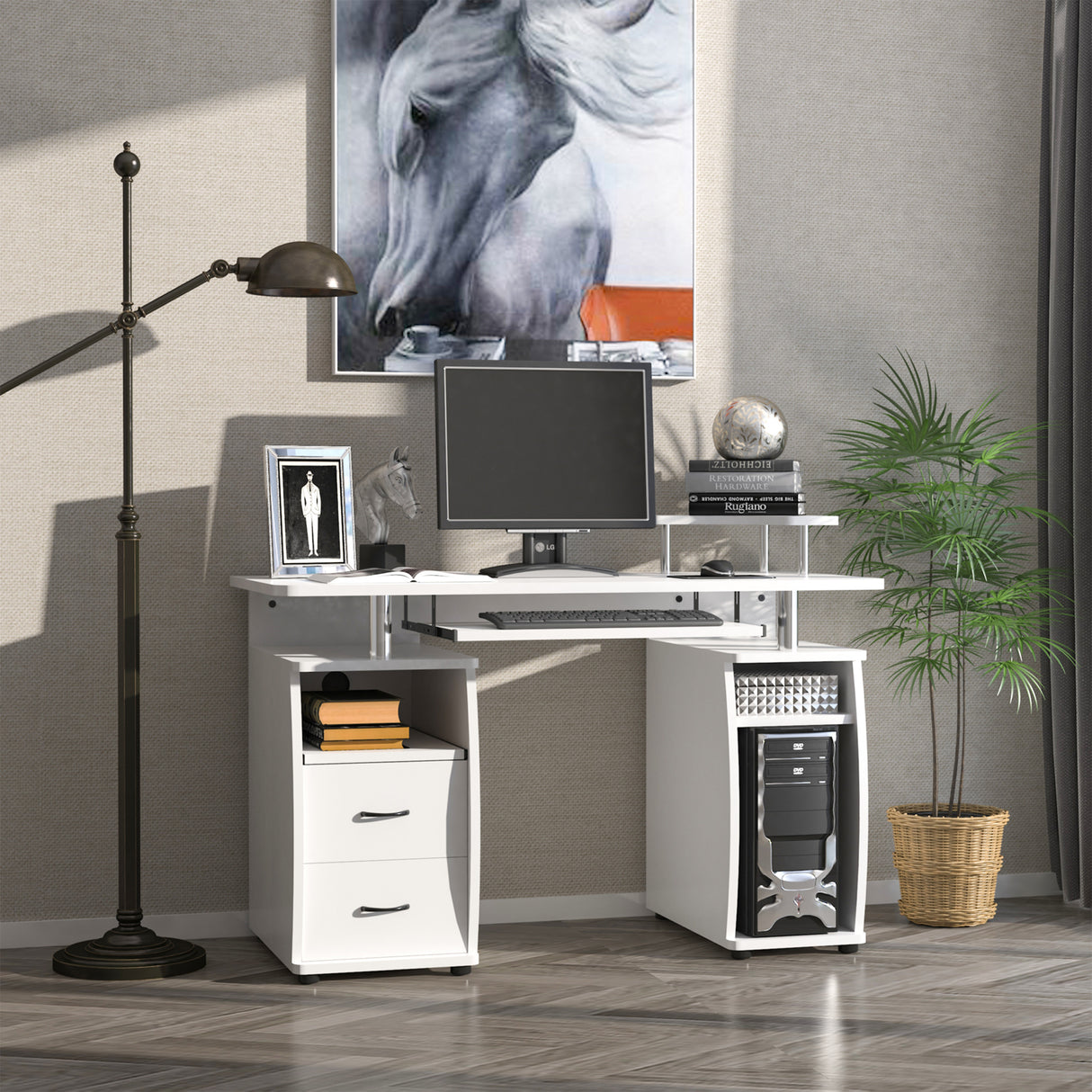 immagine-2-easycomfort-easycomfort-scrivania-per-pc-con-ripiano-per-tastiera-e-per-monitor-e-2-cassetti-120x55x85-cm-bianca