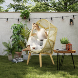 easycomfort easycomfort sedia da giardino a uovo in rattan pe e acciaio con seduta imbottita e poggiatesta 88x85x143 cm