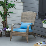 easycomfort easycomfort sedia da giardino adironrack con braccioli in rattan e acciaio 64x80x90 cm marrone e blu