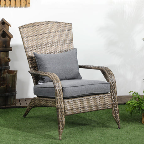 easycomfort easycomfort sedia da giardino adironrack con braccioli in rattan e acciaio 64x80x90 cm marrone e grigio