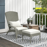 easycomfort easycomfort sedia da giardino con poggiapiedi e cuscini imbottiti in rattan e acciaio 64x82x89 cm grigio e crema