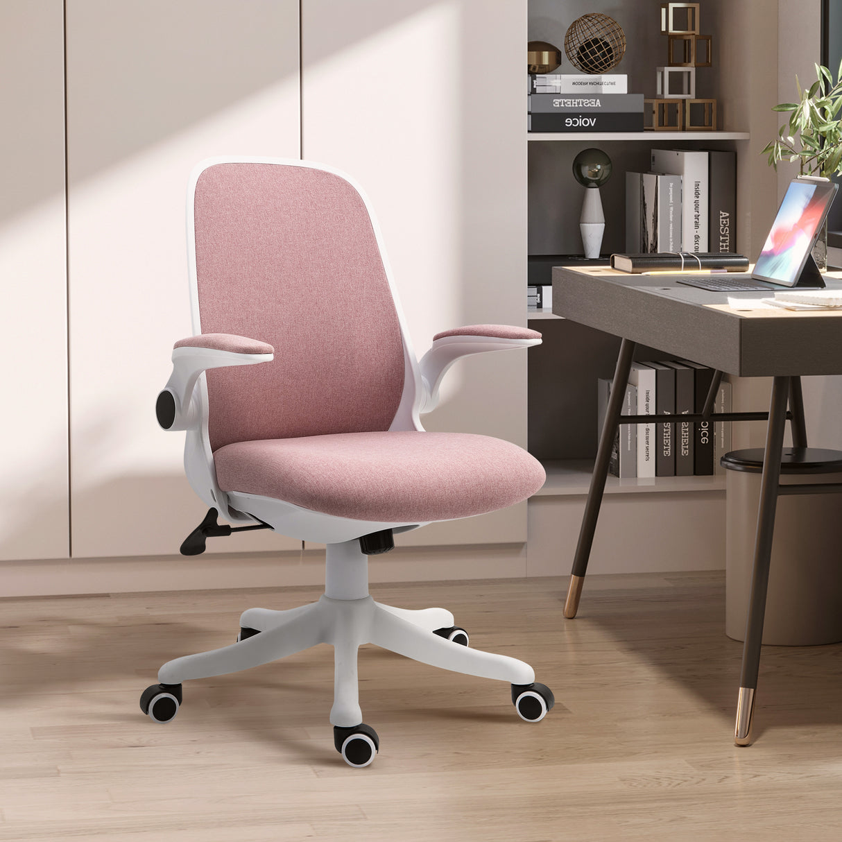 easycomfort easycomfort sedia da ufficio ergonomica ad altezza regolabile in tessuto effetto velluto 62 5x60x94 104 cm bianco e rosa
