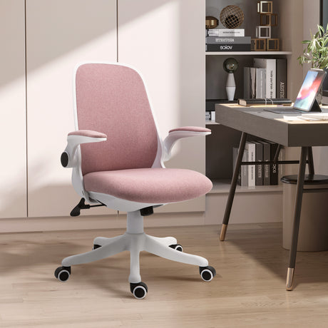 easycomfort easycomfort sedia da ufficio ergonomica ad altezza regolabile in tessuto effetto velluto 62 5x60x94 104 cm bianco e rosa