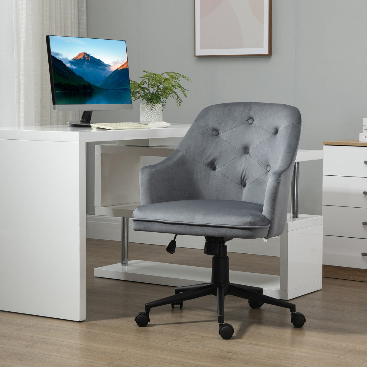 immagine-2-easycomfort-easycomfort-sedia-da-ufficio-girevole-ergonomica-con-ruote-e-altezza-regolabile-rivestimento-in-velluto-63x64x88-96cm-grigio