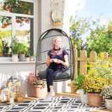 easycomfort easycomfort sedia sospesa a dondolo pieghevole da interno ed esterno con cuscino e poggiatesta grigio scuro