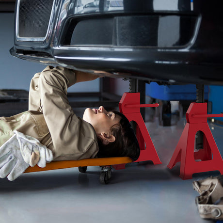 easycomfort easycomfort set 2 cavalletti auto da 6 tonnellate regolabili da 38 5 60 cm acciaio al carbonio e ghisa rosso