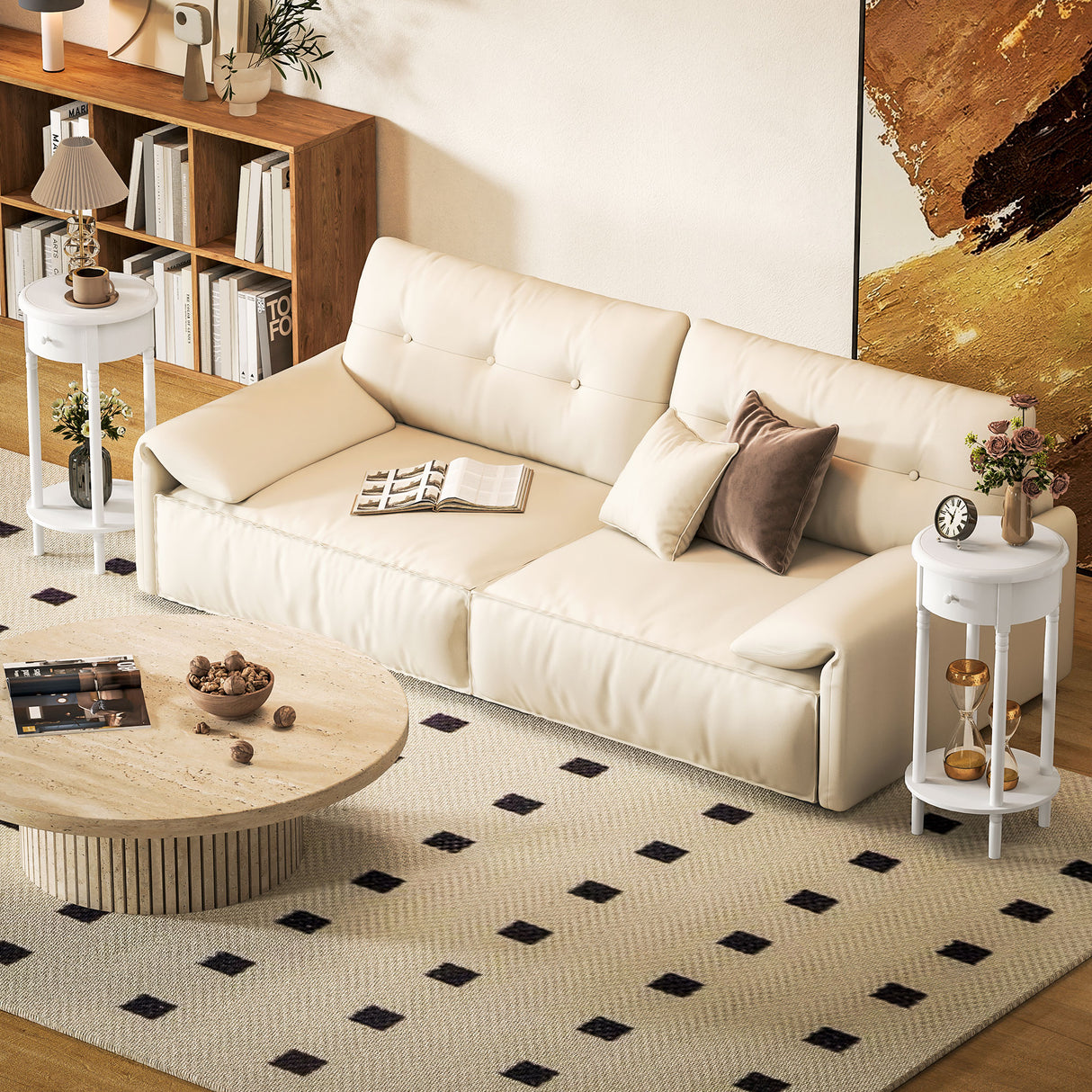 easycomfort easycomfort set 2 comodini con cassetto e ripiano in legno stile contemporaneo 35 5 x 71 cm bianco