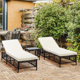 easycomfort easycomfort set 2 lettini prendisole con cuscini imbottiti e tavolino in rattan pe marrone e beige