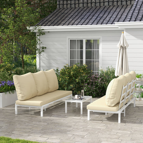 easycomfort easycomfort set 2 lettini prendisole con schienale regolabile e tavolino da giardino in vetro beige