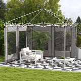easycomfort easycomfort set 2 pareti per gazebo 3x6m e 3x3 m in tessuto oxford con finestre e cerniere 295x195cm grigio