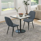 easycomfort easycomfort set 2 sedie da pranzo con schienale ricurvo in tessuto effetto lino schiuma e acciaio 46x56x86 cm grigio e nero
