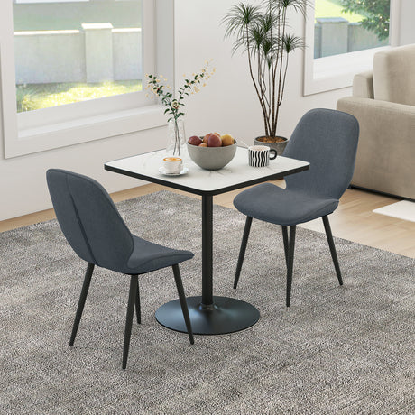 easycomfort easycomfort set 2 sedie da pranzo con schienale ricurvo in tessuto effetto lino schiuma e acciaio 46x56x86 cm grigio e nero