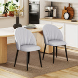 easycomfort easycomfort set 2 sedie da pranzo in pelle pu con gambe in metallo e schienale a conchiglia grigio chiaro