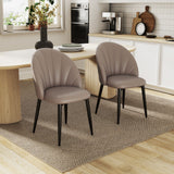 easycomfort easycomfort set 2 sedie da pranzo in pelle pu con gambe in metallo e schienale a conchiglia marrone