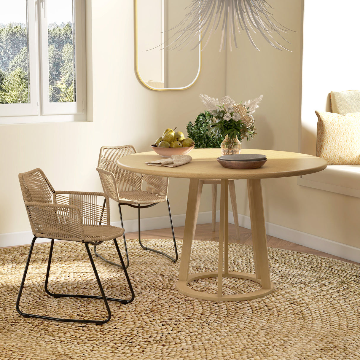 easycomfort easycomfort set 2 sedie da pranzo stile boho da interno in rattan pe con schienale basso e braccioli giallo