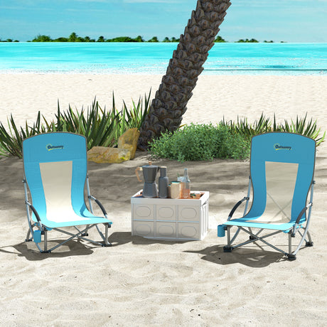 easycomfort easycomfort set 2 sedie da spiaggia pieghevoli con braccioli con portabicchieri e borsa di trasporto blu