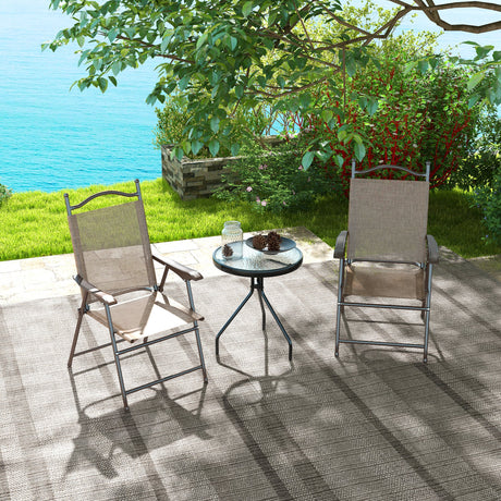 easycomfort easycomfort set 2 sedie pieghevoli da giardino con braccioli e seduta in tessuto traspirante marrone