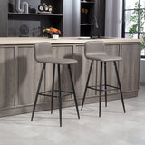 easycomfort easycomfort set 2 sgabelli bar con schienale basso e poggiapiedi rivestimento in pu e gambe in acciaio marrone scuro