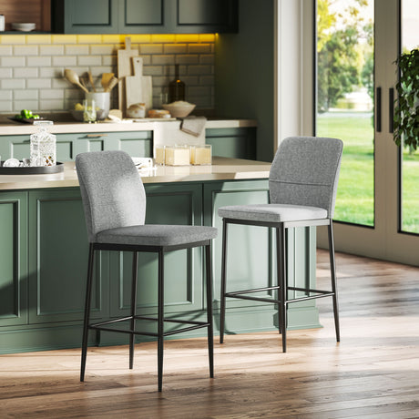 easycomfort easycomfort set 2 sgabelli bar in velluto moderni con poggiapiedi e schienale 41x52x97 cm grigio