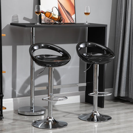 easycomfort easycomfort set 2 sgabelli da bar alti sgabelli girevoli a 360 con schienale e poggiapiedi altezza regolabile base in acciaio per sala da pranzo e cucina 46x41x76 96cm nero ean 8054144139012