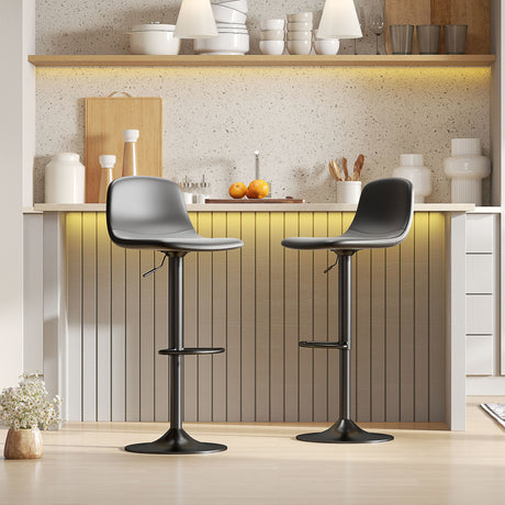 easycomfort easycomfort set 2 sgabelli da bar con schienale e poggiapiedi altezza regolabile pelle pu e imbottitura nero