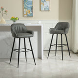 easycomfort easycomfort set 2 sgabelli da bar moderni con poggiapiedi e schienale finta pelle pu e acciaio grigio