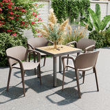 easycomfort easycomfort set 4 sedie da giardino impilabili in plastica moderne con braccioli 60x56x75 cm grigio