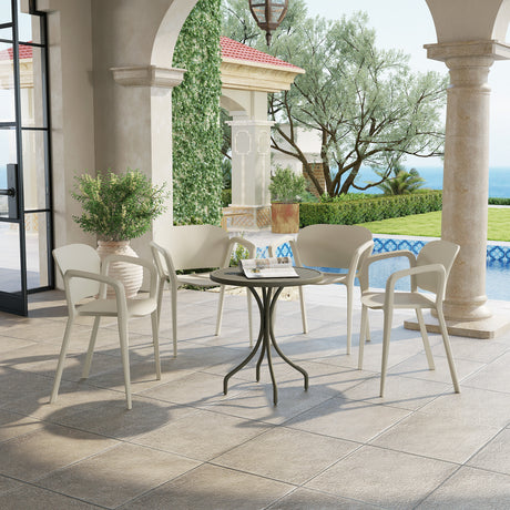 easycomfort easycomfort set 4 sedie da giardino impilabili in pp dal design moderno con braccioli 60x56x75 cm bianco