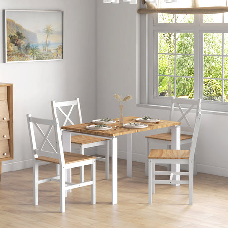 easycomfort easycomfort set 4 sedie per cucina e soggiorno con schienale a croce in legno di pino 41x46 5x86 cm