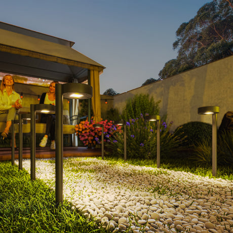 easycomfort easycomfort set 8 faretti da esterno a energia solare con illuminazione led a 3000k in pp ps e abs 12x10x46 cm nero